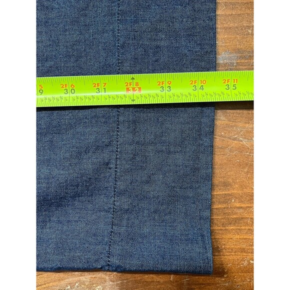 Draper James Denim Blue Chambray Ruffle Shift Dress Sz 8 Western Preppy Church - Picture 12 of 16